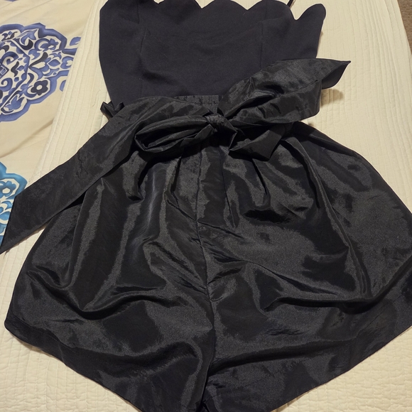 Free People Black Filmore Romper, Strapless Scalloped Dressy Size Large - Picture 4 of 5